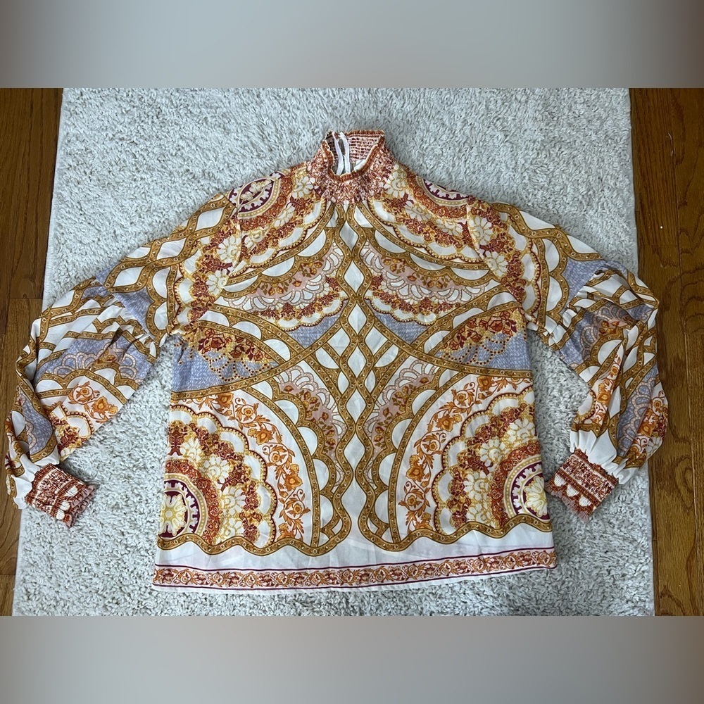 Women’s Size Large Perfectly Priscilla Forever Yours Print Top NWT